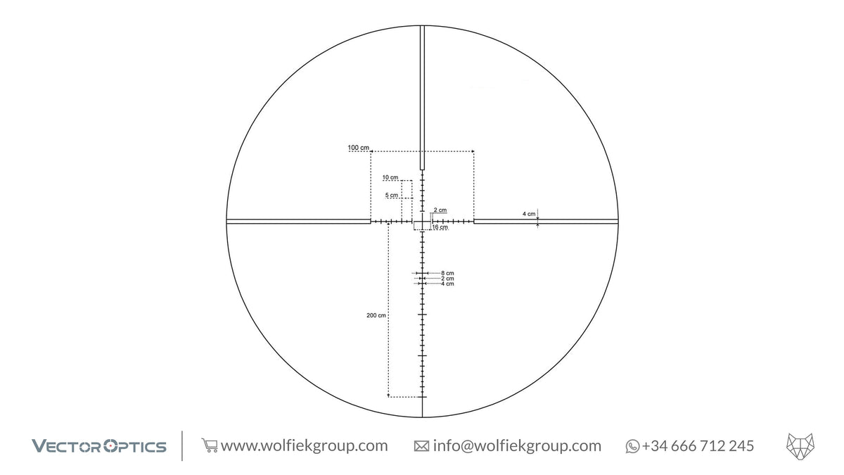 Reticle diagram with its measurements