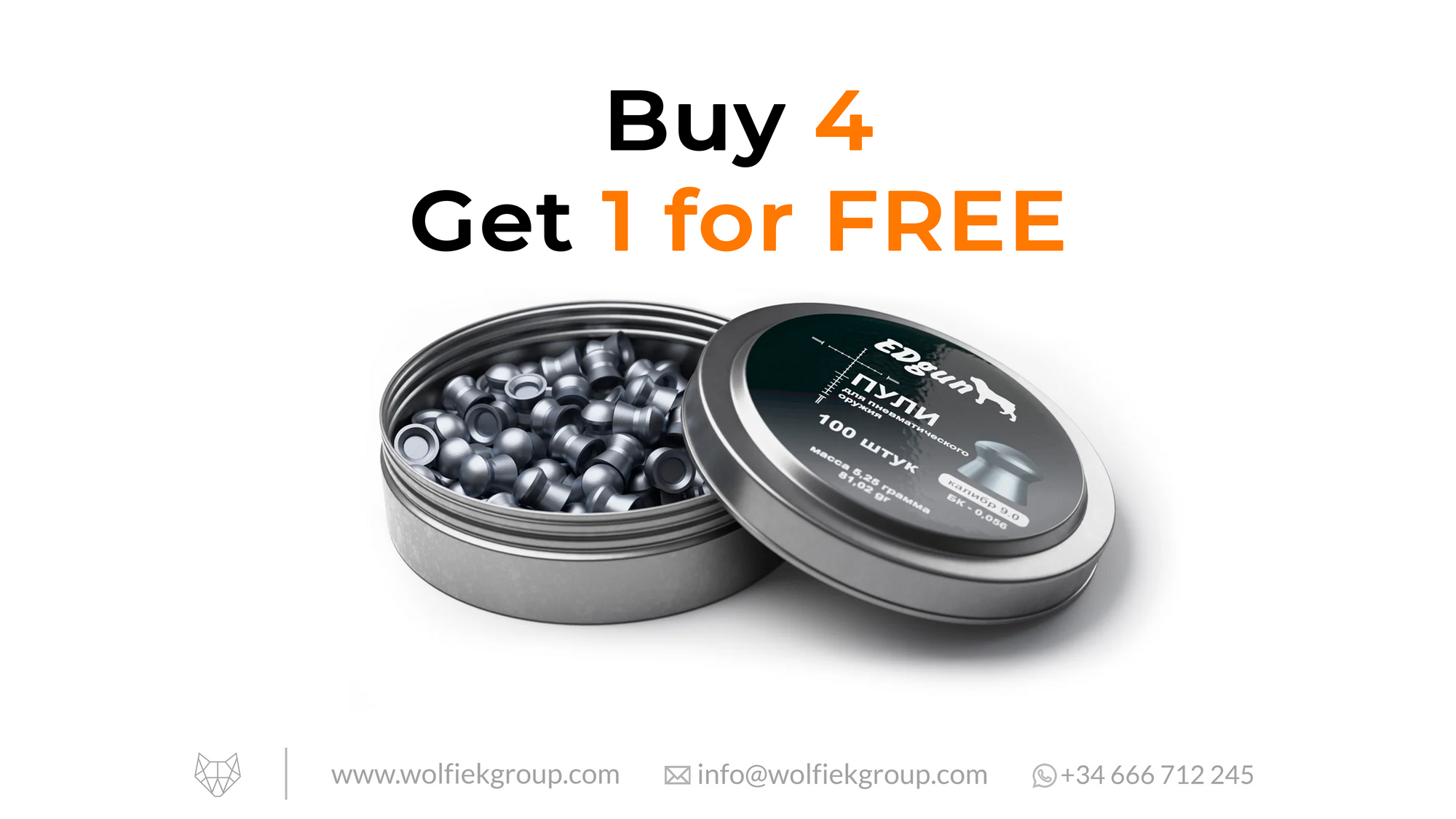 EDgun Premium Pellets Cal .35 (9mm) Weight 5.25g (81,01gr) with text buy 4 get 1 for free
