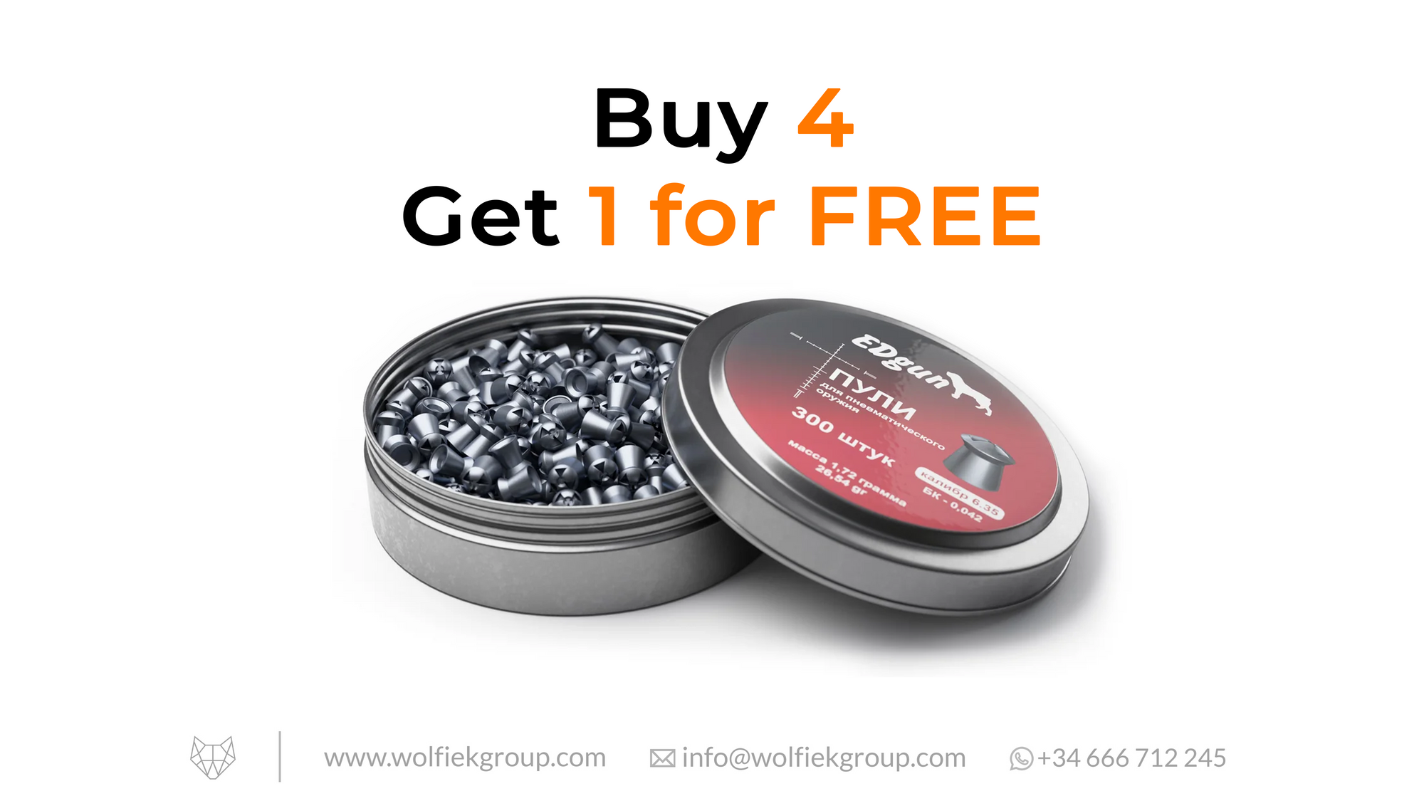 EDgun Hades Pellets Cal .25 (6,35mm) Weight 1,72g (26,54gr) with text buy 4 get 1 for free