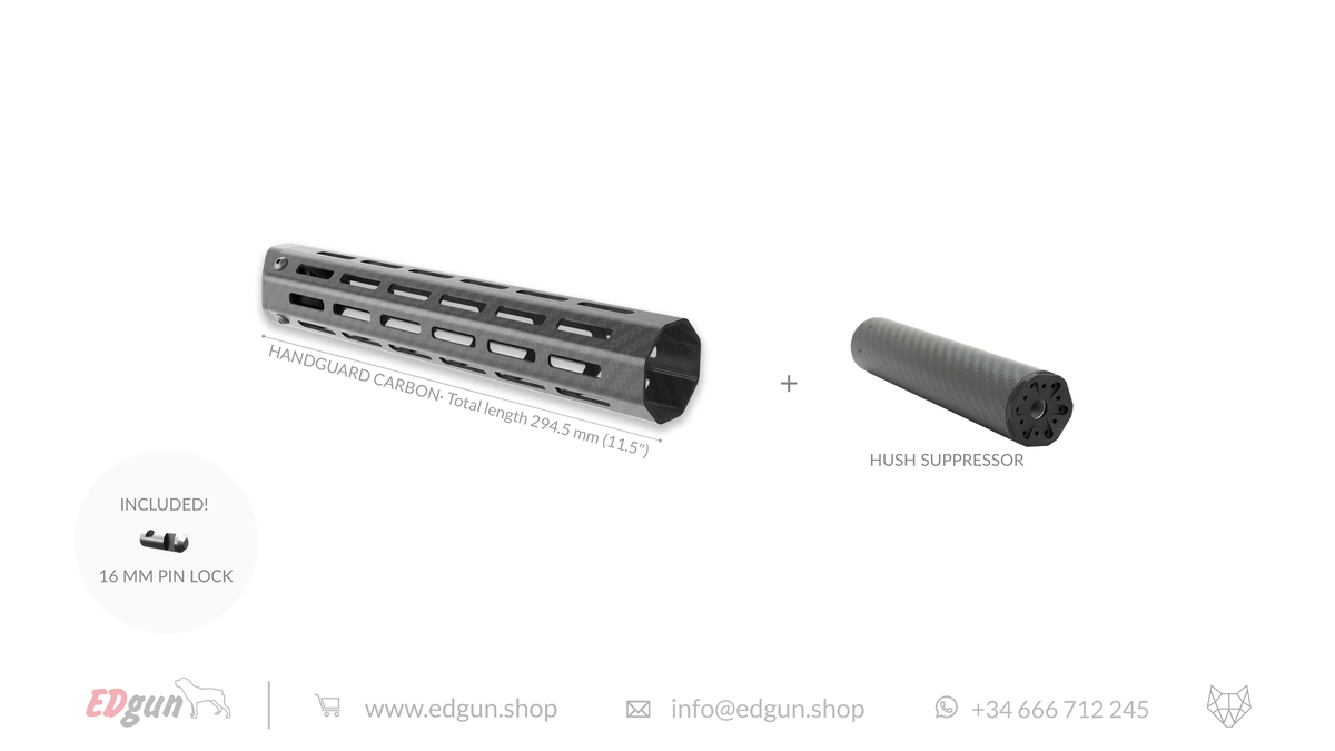 Carbon Fiber Handguard with hush supressor and pin lock