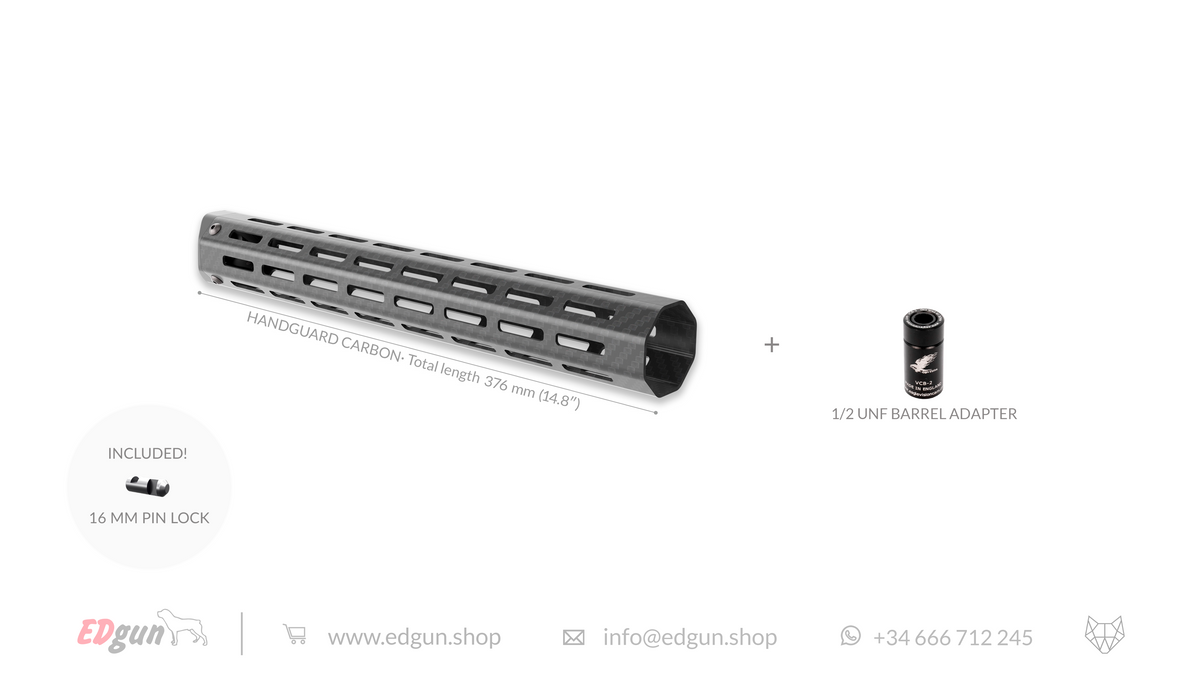 Carbon Fiber Handguard with 1/2 unf barrel adapter with pin lock