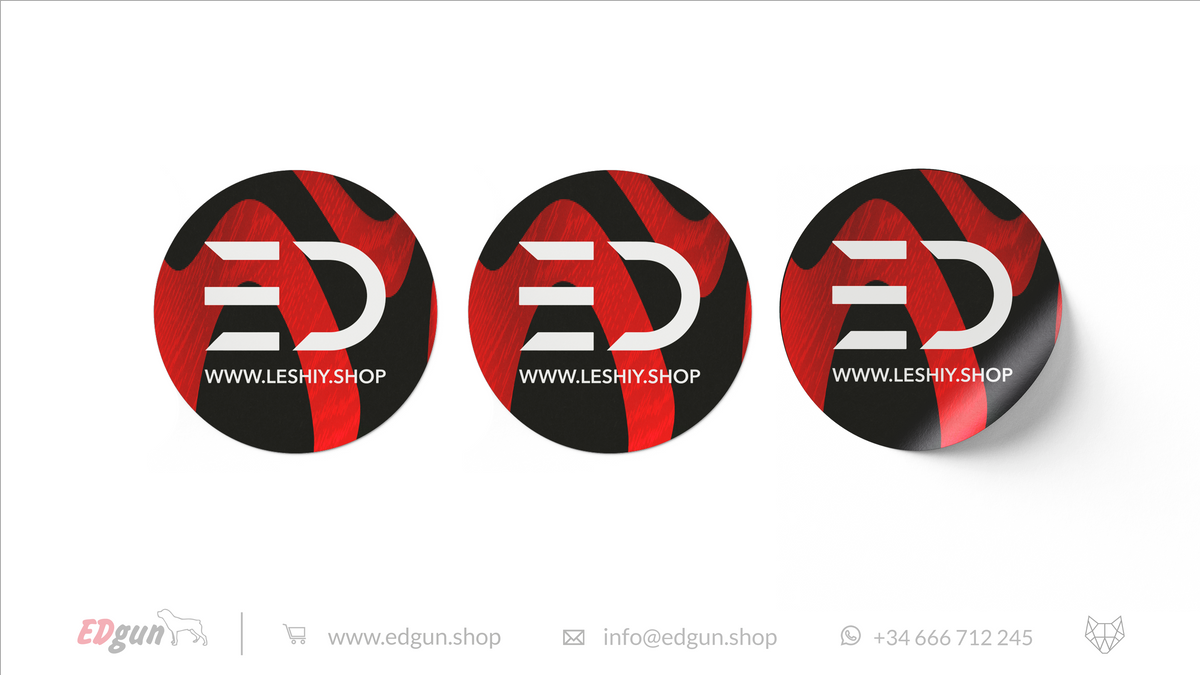 black and red Stickers with logo EDgun Leshiy Shop