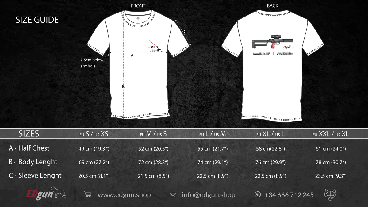 EDgun Leshiy T-shirt Size Guide